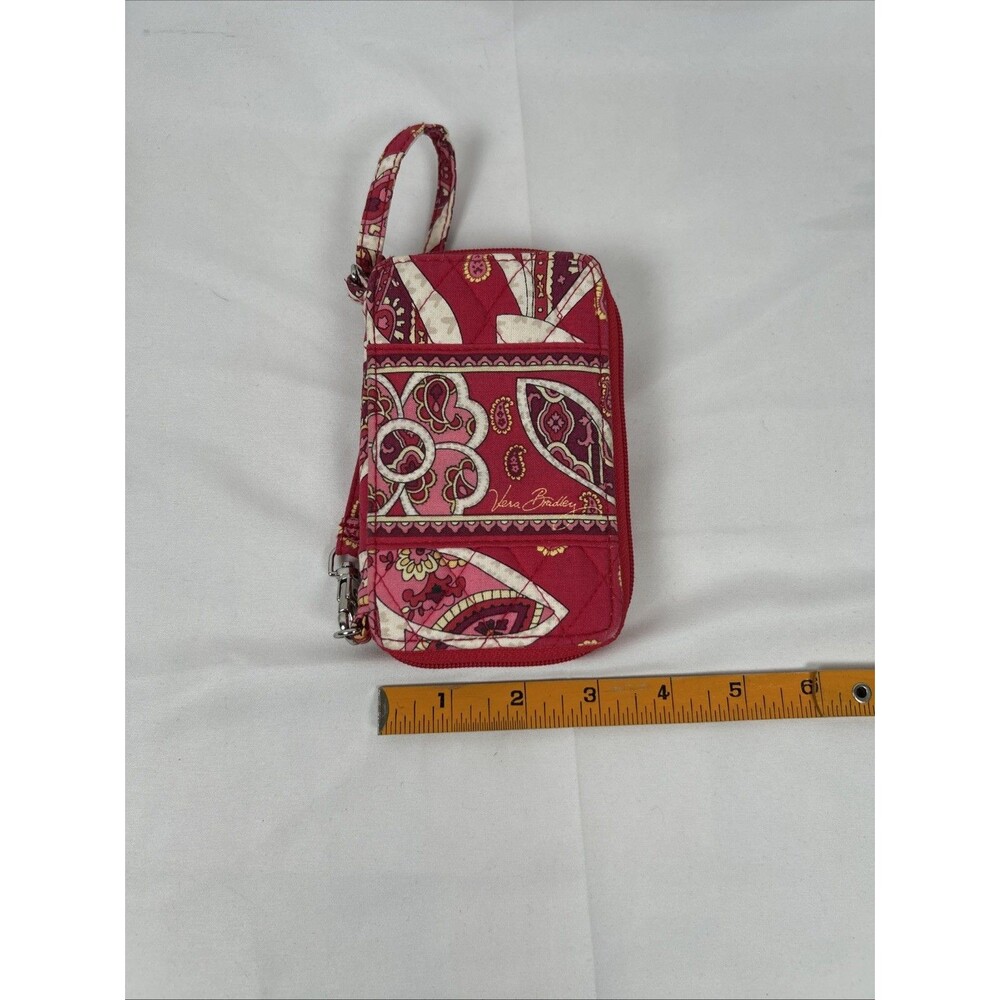 Vera Bradley Zip Around Wristlet Wallet Phone Red Rosy Posies Paisley 6" x 3.5” - Picture 10 of 10